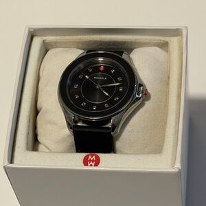 MICHELE Cape Unisex Wristwatch Black Dial Stainless Steel Case Rubber Band